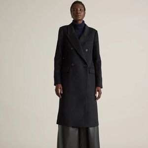 QUINCE Italian Wool Double-Breasted Coat Size Small Color Black